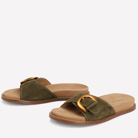 Boden Shoes - Boden Women’s Hardware Mule Suede Sandal Deep Olive Sz 41 (9.5) NEW